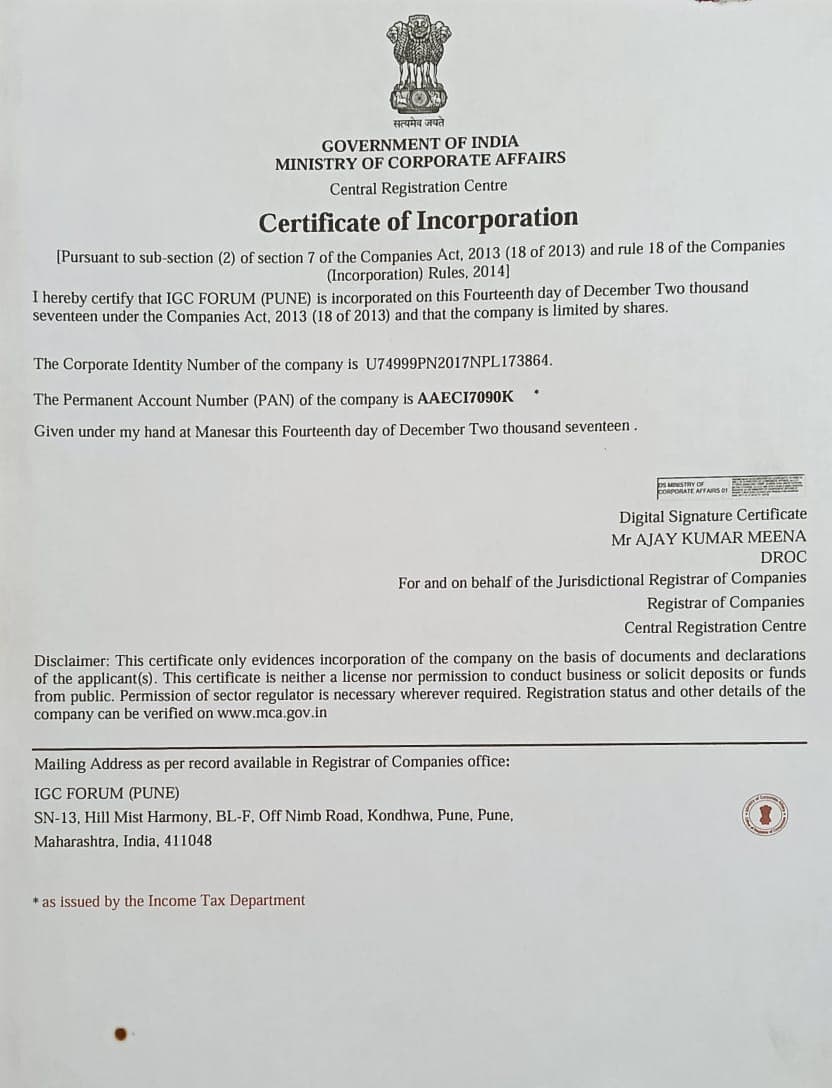 Certificate of Incorporation